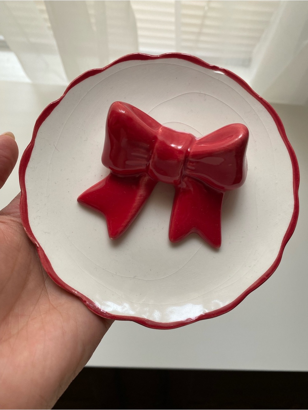 🎀🎀🎀🎀CERRA BOW RING DISH RED BOW CUTE TRINKET MINI DISH NEW